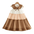 thumbnail image 2 of LYMAYTER Girls Casual Dress Toddler Mesh Tiered Sleeveless Dress Little Girls Contrast Collar Lightweight Summer Wear, 2 of 8