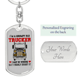 thumbnail image 2 of Grumpy Old Trucker Swivel Keychain Dog Tag Stainless Steel or 18k Gold, 2 of 10