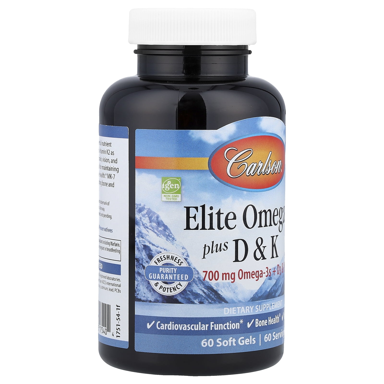 Carlson Elite Omega-3 Plus D & K, Natural Lemon, 90 Soft Gels