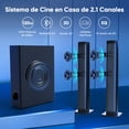 thumbnail image 3 of Barra de Sonido con Subwoofer, 2.1 Canales Separables, 200 W, para TV, Cine en Casa, Bluetooth/HDMI-ARC/Auxiliar/Opt, Sonido Envolvente 3D, 3 of 9