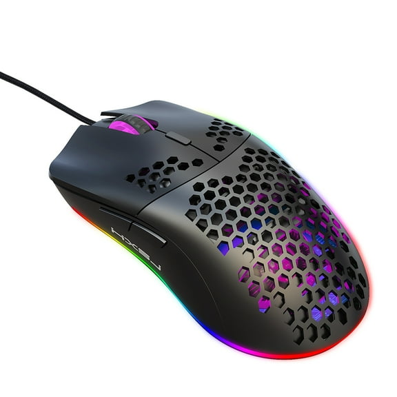 J900 Hole Mouse RGB Light Macro Programming Game Mouse 6 Keys Can Turn Off Lights Black