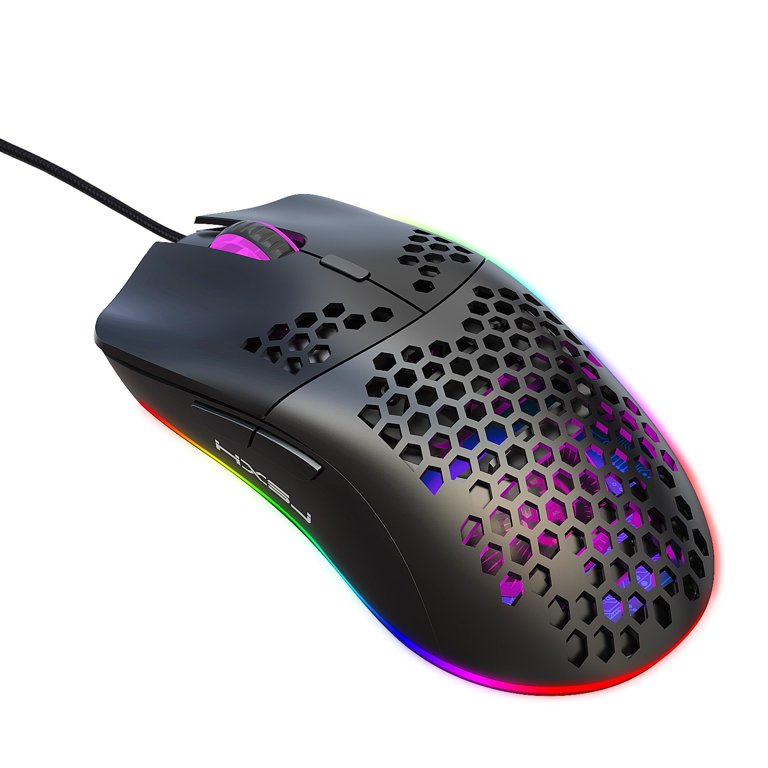 J900 Hole Mouse RGB Light Macro Programming Game Mouse 6 Keys Can