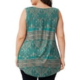 thumbnail image 3 of Usmixi Womens Tank Tops Western Print V-Neck Sleeveless Shirts Button Down Plus Size Casual Tunic Vest Blouse Green L Up to 65% off, 3 of 5