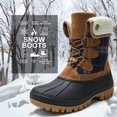 thumbnail image 3 of Womens Velvet&nbsp;Duck Boots Insulated Winter Snow Boots Waterpoof Navy/Tan 6 M US, 3 of 7