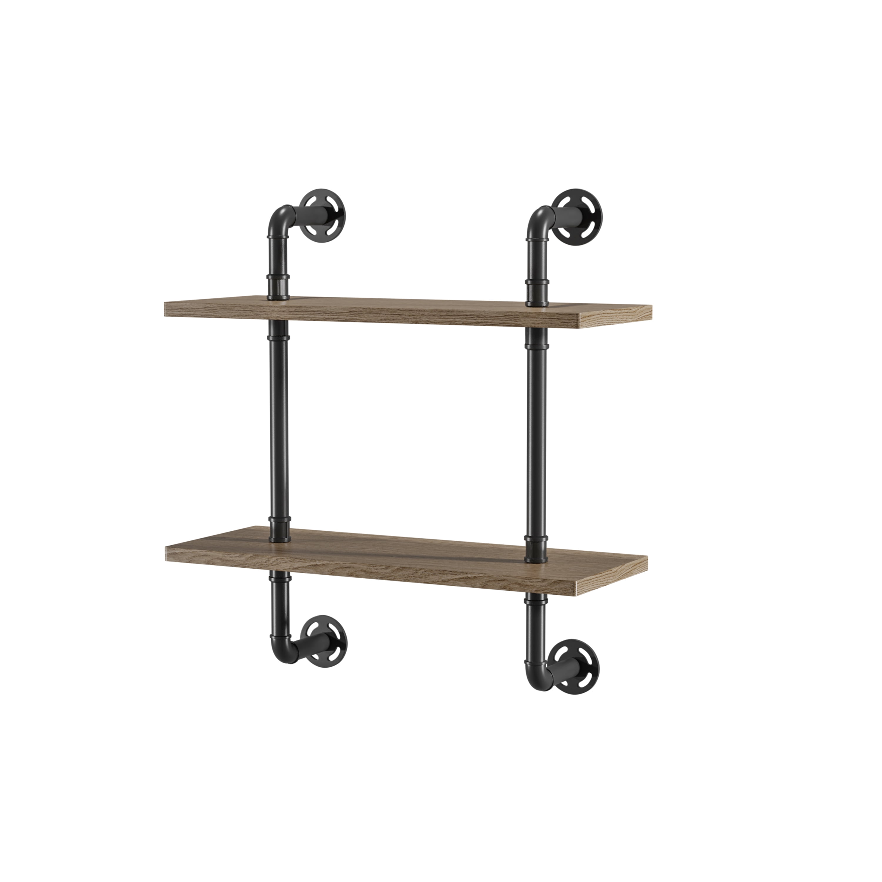 Furniture of America Jaxon 2-Tier Wall Shelf, Sand Black and Natural