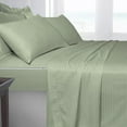 thumbnail image 3 of 6 Piece Sheet has Zipper Sheet Set, Twin Size 15 Inch Deep Pocket, 800 TC, Stripe Light Sage Color., 3 of 9