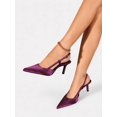 thumbnail image 6 of On feet& in love Women's Pointed Toe Slingback Satin Heels - Purple Dress Pumps for Evening Party & Wedding - Size 5.5, 6 of 7
