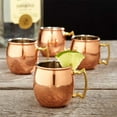 thumbnail image 3 of Modern Home Handmade 16oz Solid Copper Mule Mug – Barrel Shaped Mug with Brass Handle & Smooth Texture (Set of 4), 3 of 7