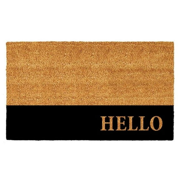 Calloway Mills 3 x 6 ft. Hello Black Stripe Rectangular Doormat, Natural