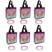 L.O.L. Surprise! Reusable Tote Party Bags with Bracelets, 8", 6 Count