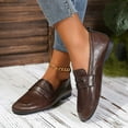 thumbnail image 2 of Avrnliq Penny Loafers for Women Slip-On Brown Synthetic Faux Leather Comfortable Flat Shoes for Casual & Office,Size 42, 2 of 9