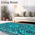 thumbnail image 2 of ODIKA 8'x10' Machine Washable Non-Slip Area Rug, Wave Medallion Nautical Tapestry High Traffic Rug with Pad, Blue, 550182, 2 of 8