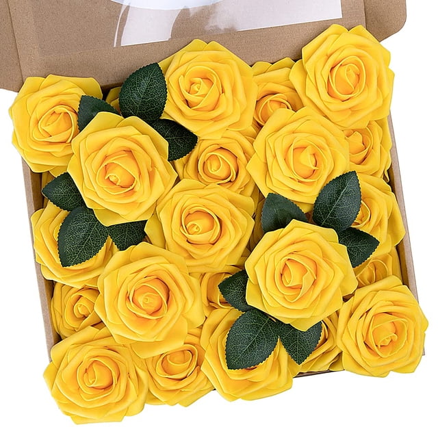Rosas Artificiales de Espuma Dorada N&T NIETING 25 Unidades, 18 cm