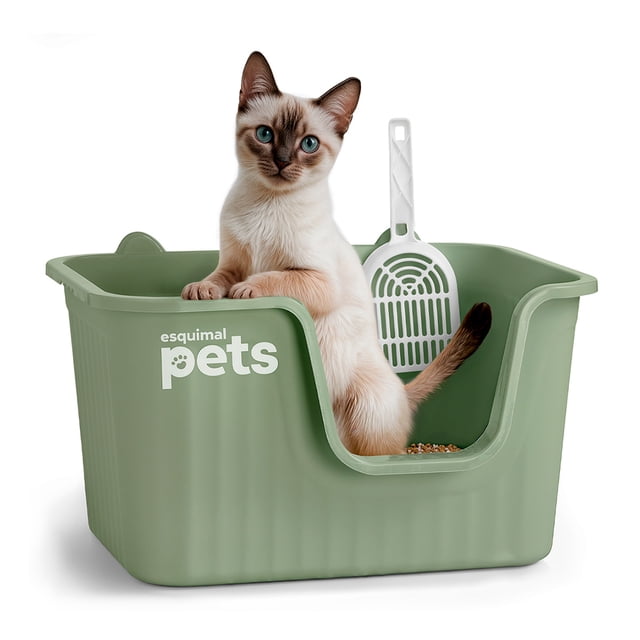 Arenero Para Gato Caja De Arena Mediano Con Pala Esquimal Pets Color Verde