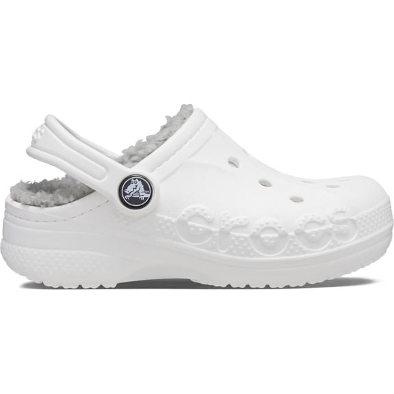 Crocs Kids Baya Lined Clogs, White/Light Grey, J2