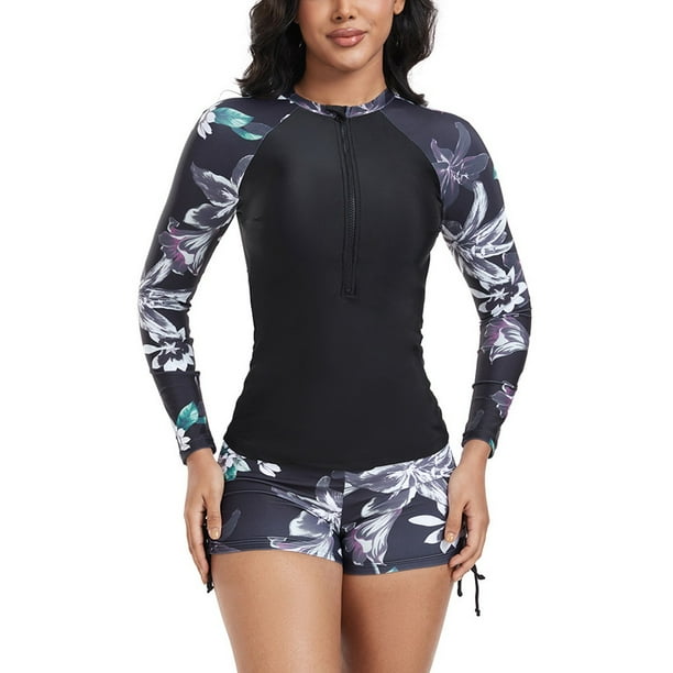 Traje de baño para mujer Traje de baño dividido para mujer Conjunto de traje de baño de dos piezas para mujer Traje de surf de manga larga Traje de buceo Bikini Trajes de baño para mujer