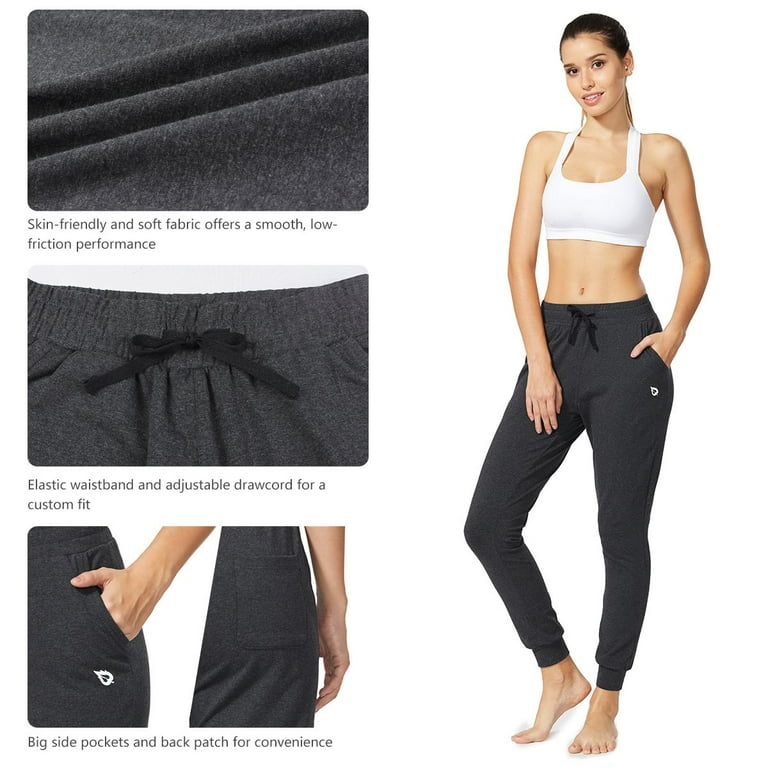 BALEAF Women's Sweatpants Joggers Cotton Yoga Lounge Sweat Pants Casual  Running Tapered Pants with Pockets Charcoal Size S