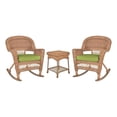 thumbnail image 1 of Jeco 3pc Wicker Rocker Chair Set in Honey with Green Cushion, 1 of 10