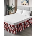 thumbnail image 4 of Red Stripe Wrap Around Bed Skirts for King Bed 16" Drop,Bed Skirt with Adjustable Elastic Belt Dust Ruffle Bed Valance for Bedroom Hotel Grey White Ombre Geometric Modern Abstract Bed Frame Cover, 4 of 7