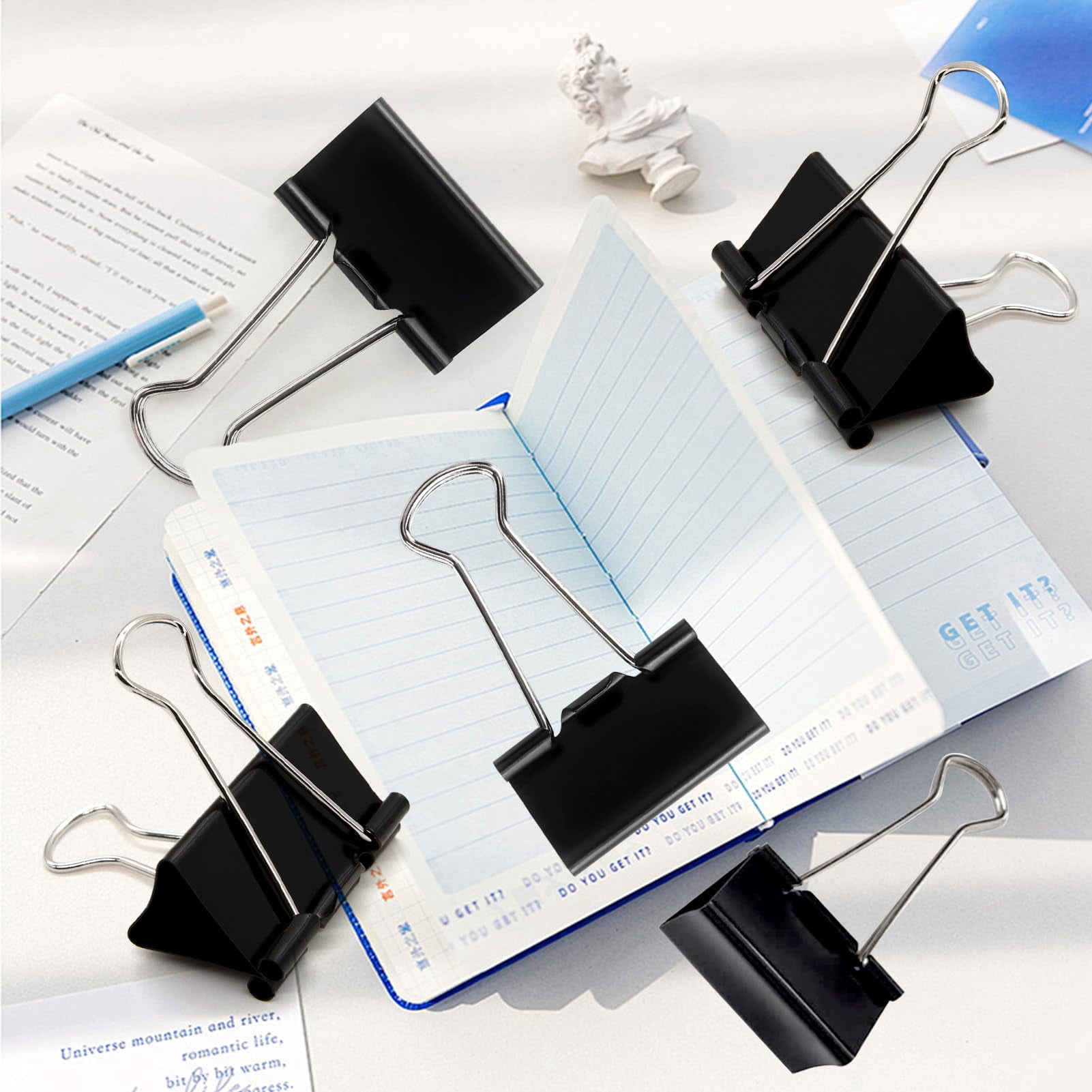 Large Binder Clips 2 Inch (72 Pack)  Extra Big Paper Clamps Giant For Office And Home Supplies Black