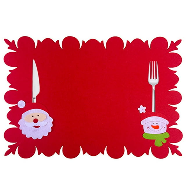 Christmas Placemat Nonwoven Santa Adorable Table Mat Dining Mat Holiday Decor