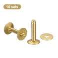 thumbnail image 3 of Unique Bargains 10 Set 12x4x21mm Solid Brass Rivets and Burrs Leather Fastener, Gold Tone, 3 of 5