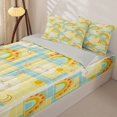 thumbnail image 2 of Manfei Grid Rainbow Zipper Twin Comforter Sets with Fitted Sheet and 2 Pillowcases, Galaxy Cloud Zipper Bedding Set, Yellow Blue, Gray Reversible, 4pcs, 2 of 7