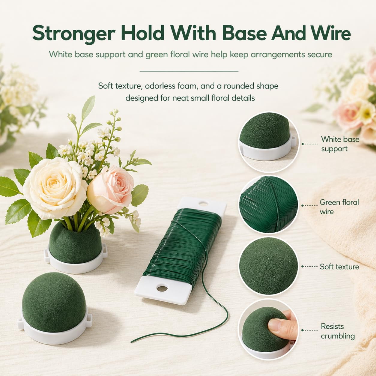 Mini Floral Sphere Floral Foam Holder for Wine Bottle with Green Arrangement Wire Arrangement Supplies