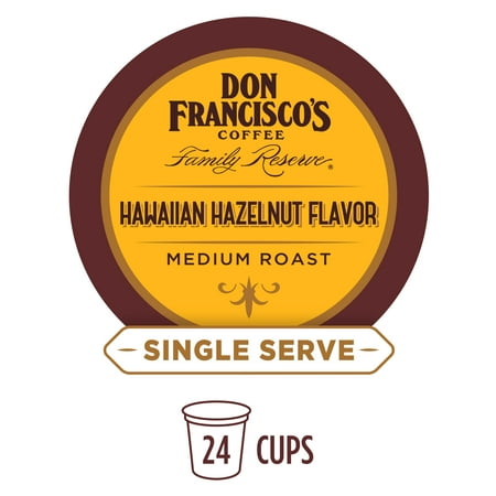 Don Francisco's Hawaiian Hazelnut Flavored Single Serve Coffee Pods, 24 Count, Compatible with Keurig K-Cup