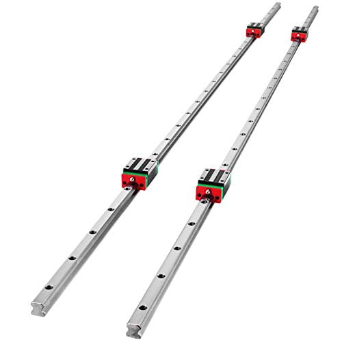 Happybuy Rail Linéaire HSR15-1500mm? 2 Pcs Rail de Guidage Linéaire?4X Type Carré Blocs de Roulement de Chariot?Support de Rail Linéaire pour Roulements à Fentes de 15mm