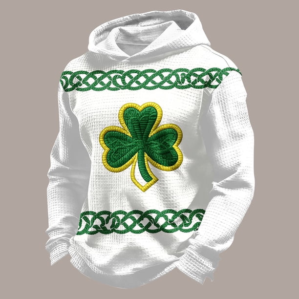 Ceisia Men's Loose Hooded Long Sleeve Waffle Knit Casual Top Green S Gifts