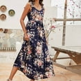 thumbnail image 6 of IROINNID Women's Sleeveless Prints Empire Dress Summer New Lace-up Dress Long V-Neck Knee-Length Dress, 6 of 9