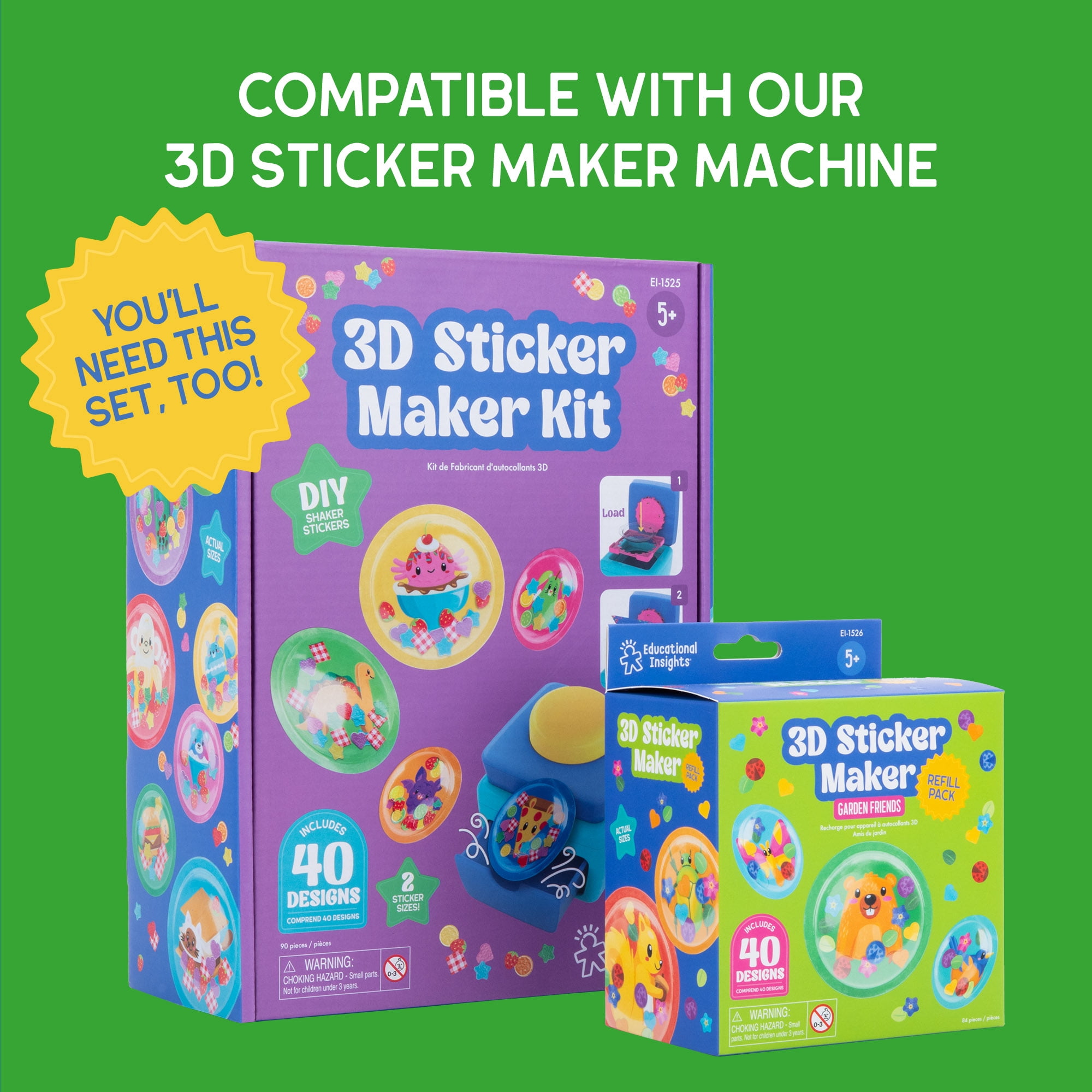 Educational Insights 3D Sticker Maker Refill Pack: Garden Friends, Craft Supplies for Ages 5 and up
