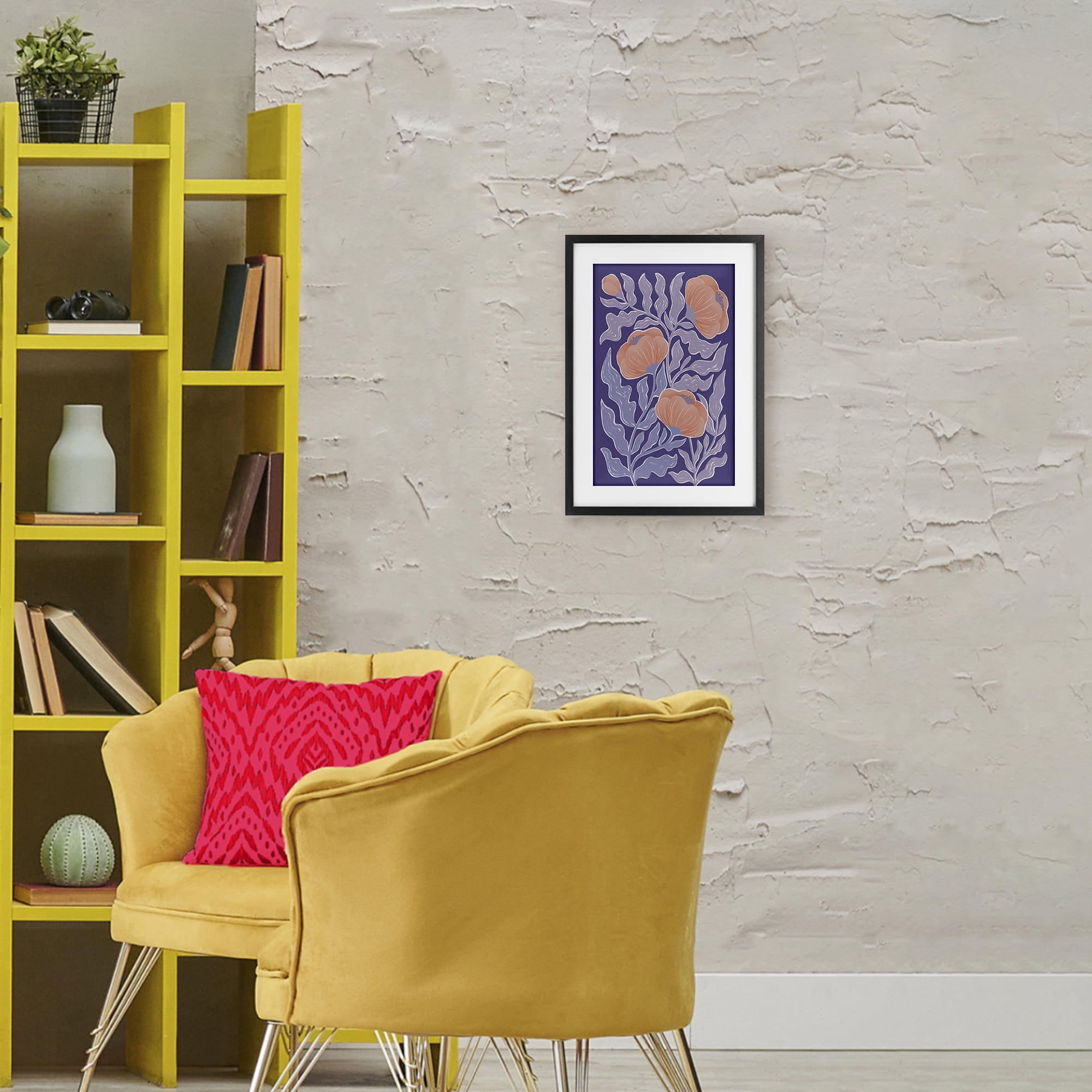 Stupell Industries Midcentury Purple Poppies Black Framed Print Under Glass, design by Martina Pavlova