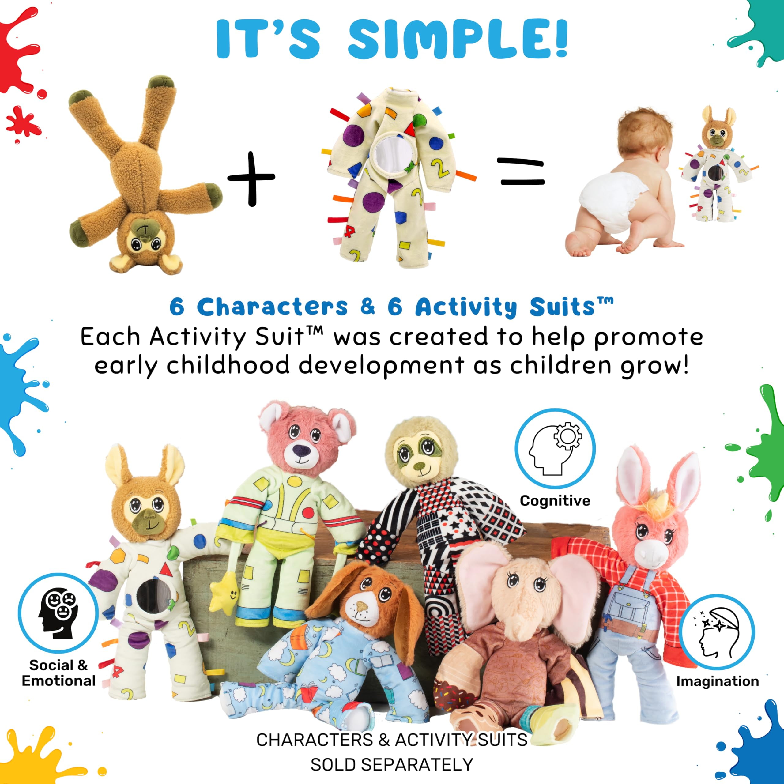 The Adventure Crew Jake the Llama Plush Comfort / Activity Toy for Newborn and Up | Ultra-Soft, 11.5" Compact Size with Weighted Limbs | Interactive Companion for Early Learning