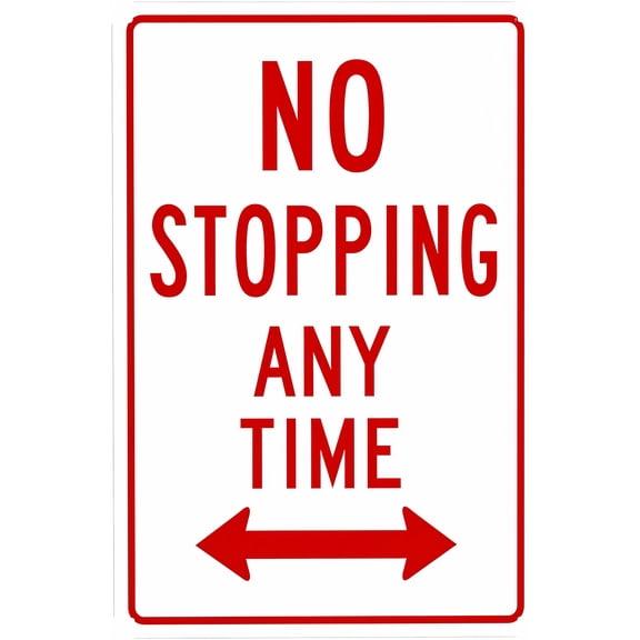 Both Side No Stopping Any Time 8"x12" Warning Sign, Security Safety Metal Sign, Vintage Caution Poster, Business Office Home Street Road Wall Decor