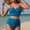 *Blue, variant on ClodeEU Women's V-Neck High Waisted Tankini Set,2-Piece Solid Swimsuit,Tummy Control Bathing Suit Black,Womens Plus L
