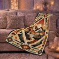 thumbnail image 6 of Southwestern Geometric Desert Landscape, Peaceful Mountain Lake Scene, Warm Flannel Blanket for Cabin and Lodge, Outdoor Lovers Camping Gift, Festive Home Decor, 6 of 9
