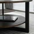 thumbnail image 6 of JESONVID 35" Round Coffee Table, Solid Wood Coffee Table with Storage, Modern Farmhouse Coffee Tables for Living Room(Brushed Brown), 6 of 8