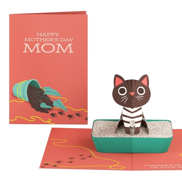 Tarjeta emergente 3D de Lovepop para el Día de la Madre con gato, 12,7 x 17,8 cm