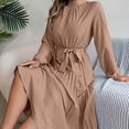 thumbnail image 5 of Women Spring Boho Maxi Dress 2024 Long Sleeve V Neck Swiss Dot Smocked Tie Waist A-Line Ruffle Casual Tiered Chiffon Flowy Long Dress, 5 of 8