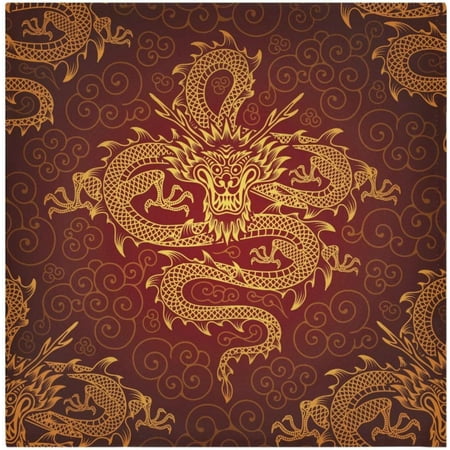 

BESTKITTY Cloth Napkins Chinese Dragon Satin Napkin Set of 4 Table Decor Dinner Napkins