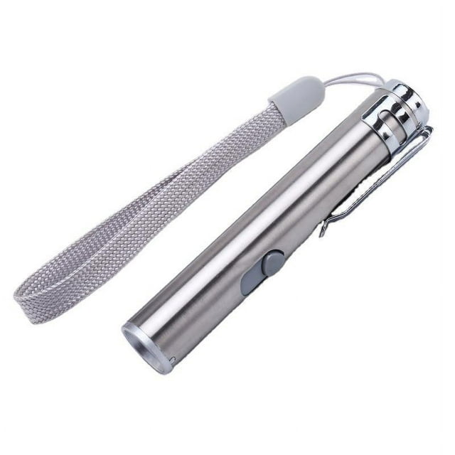 Mini linterna USB, bolsa médica de acero inoxidable impermeable, linterna multifuncional tamaño bolígrafo recargable LED 96 x 15 mm