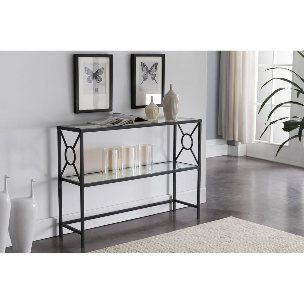 K&B Furniture C1300 42 in. Rectangle Metal/ Glass Console Table