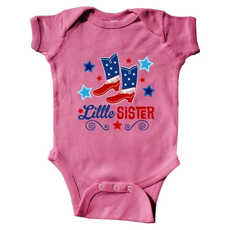 

Inktastic Little Sister Cowgirl 4th of July Gift Baby Girl Bodysuit