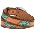 thumbnail image 2 of Womens Turquoise Feather on Tan Tooled Belt, 2 of 2