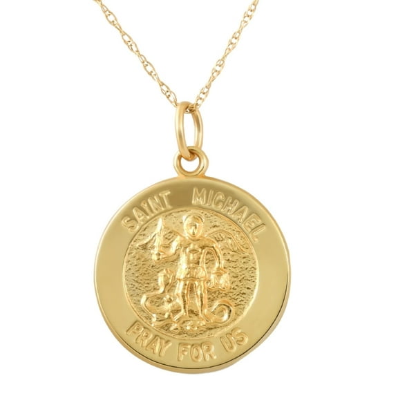 Pompeii 14k Yellow Gold St. Mary Medal Pendant  .5" Tall 1.5 Grams (,)