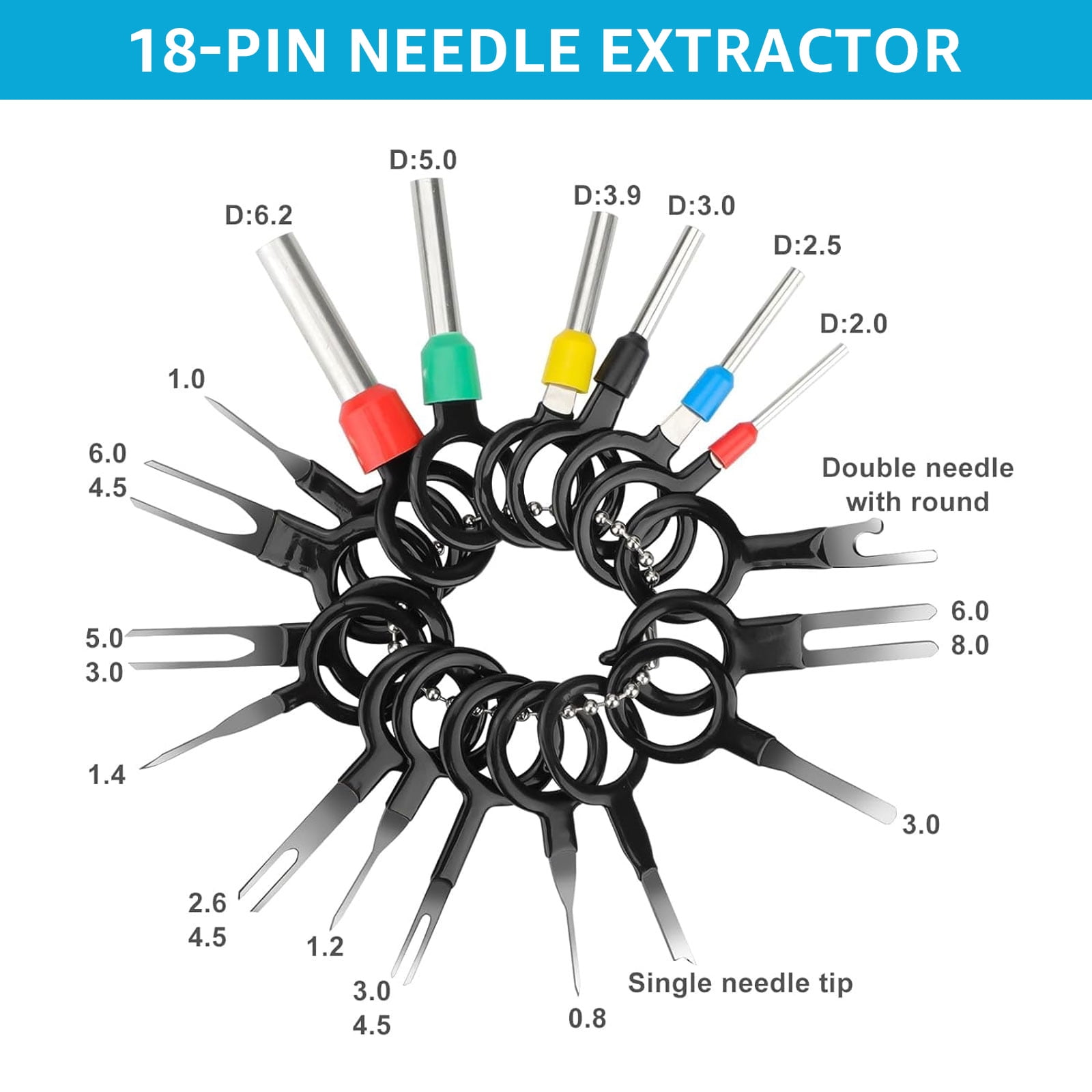 OKYMOTOR 720Pcs Pin Connector Kit 21 Types Car Electrical Wire Terminal Connector Set 1/1.5/1.8/2.2/2.8/3.5mm Terminal Pins Non Insulated Wire Connectors Crimped Connector Terminal for Truck