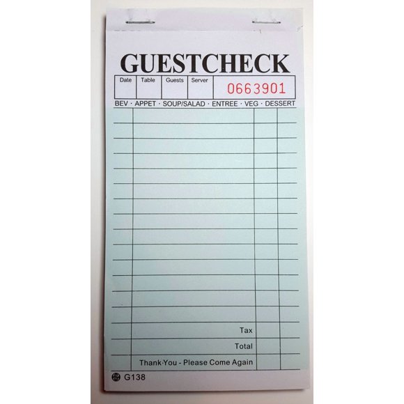 Unidades Guest Check San Hur Trading G138 Carbon 500 de dos partes
