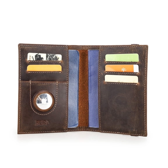 Contact's Leather Airtag Passport Holder RFID Blocking Travel Passport Wallet Slim Cover Case for 2 Passports with 5 Card Slots,Valentine Gif